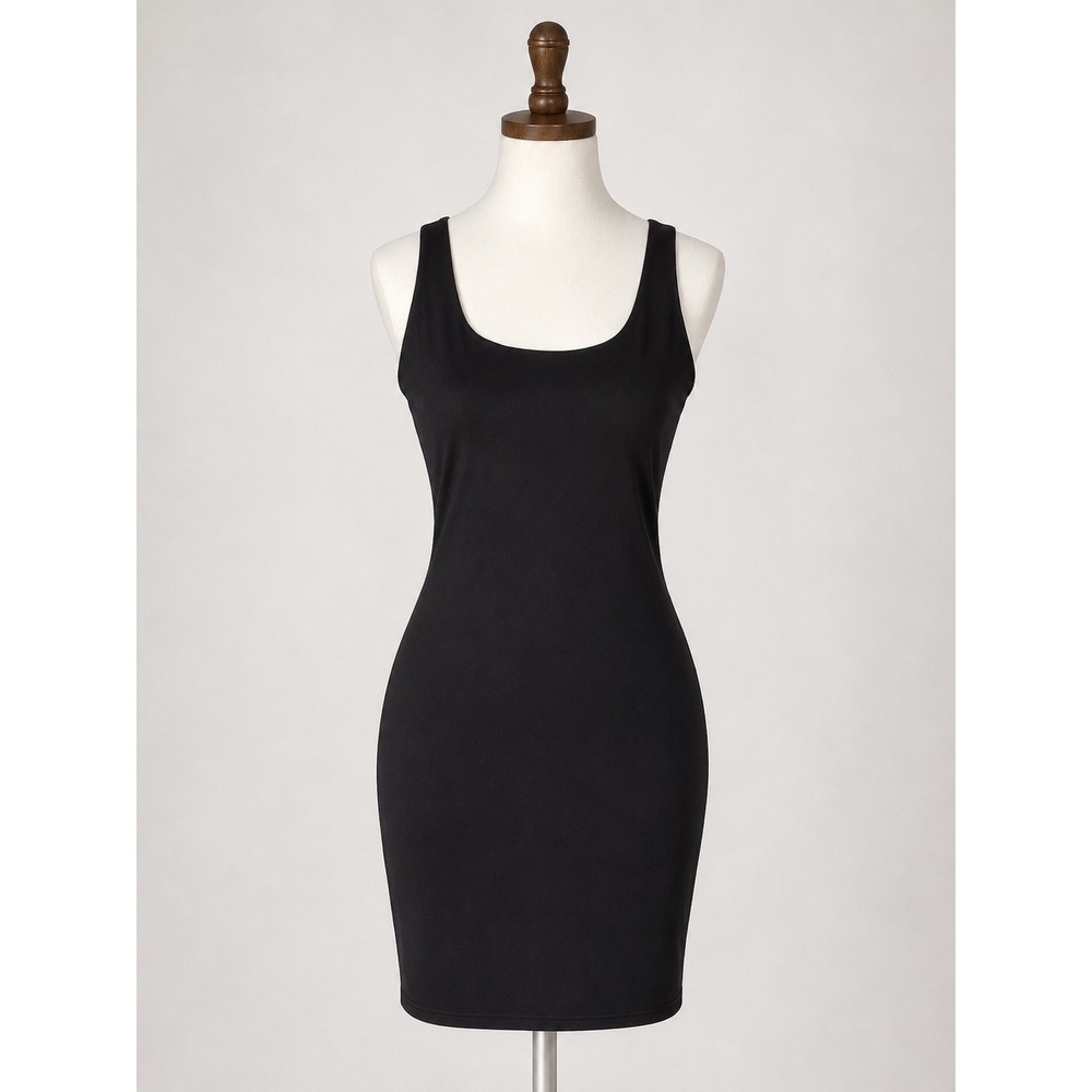 Express Body Contour Black Sleeveless Scoop Neck Mini Bodycon Dress Womens Med
